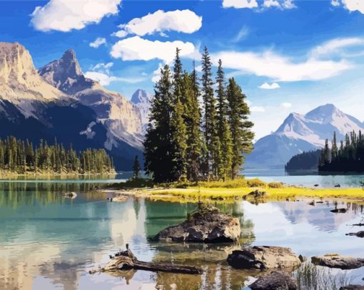 Canada Maligne Lake Landscape paint by number