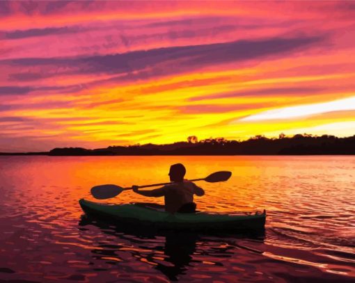 Canoeing At Sunset paint by number