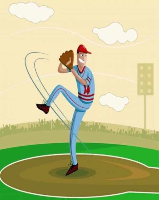 Cartoon Baseball Pitcher paint by number