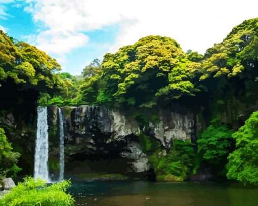 Cheonjiyeon Waterfall Jeju paint by numbers