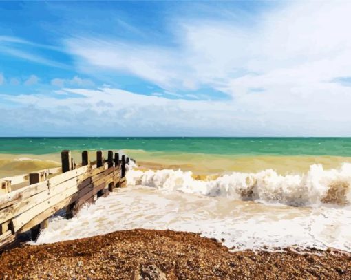 Climbing Beach Littlehampton paint by numbers