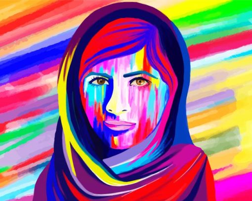 Colorful Malala Yousafzai paint by number