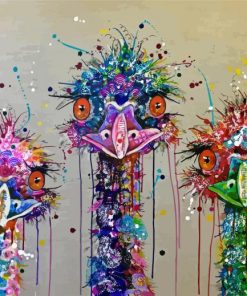 Colorful Splatter Emus paint by number