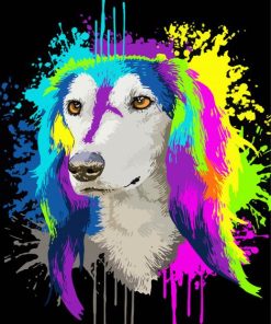 Colors Splash Saluki Dog paint by number