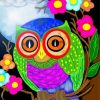 Cute Owl Bird And Flowers paint by number