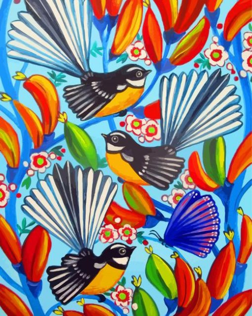 Fantails Birds Art paint by number