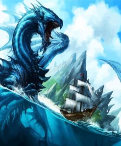 Fantasy Leviathan Sea Serpent paint by numbers