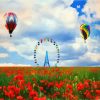 Ferris Wheel In Poppies Field paint by number