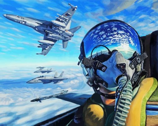 Fighter Aircraft Pilot paint by number