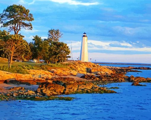 Five Mile Point Lighthouse Connecticut paint by number