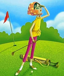 Girl Playing Golf paint by number