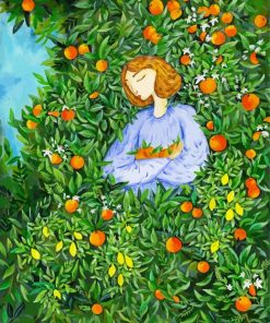 Girl In The Orange Orchard paint by number