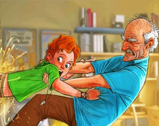 Grandpa Saving His Grandson paint by number