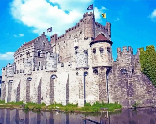 Gravensteen Ghent Illustration paint by number