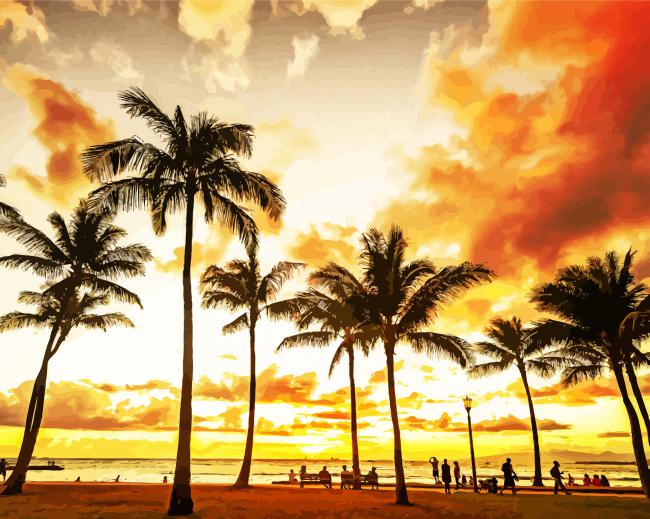 Honolulu Sunset paint by number