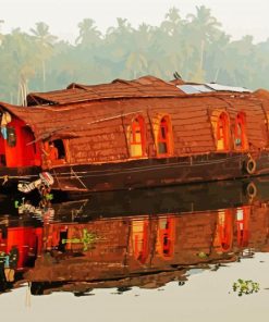 Houseboat In The River paint by number