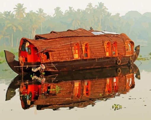 Houseboat In The River paint by number