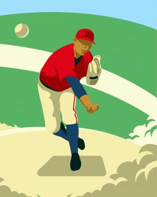 Illustration Baseball Pitcher paint by number