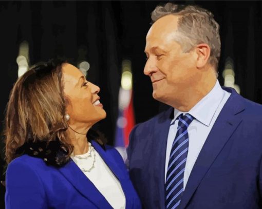 Kamala Harris And Her Husband Douglas Emhoff paint by number