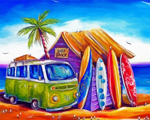 Kombi Van And Surf Boards paint by number