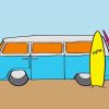 Kombi Van And Surfing Board paint by number