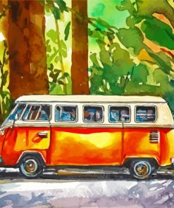 Kombi Van In The Jungle paint by number