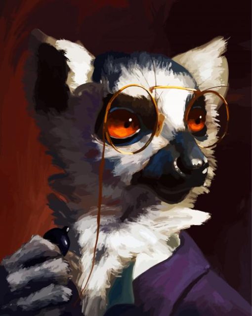 Lemur Wearing Glasses paint by number