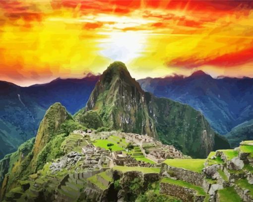 Machu Picchu At Sunset paint by number