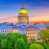 Madison Wisconsin State Capitol At Sunset paint by number