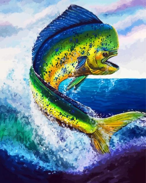 Mahi Mahi Fish Jumping paint by number