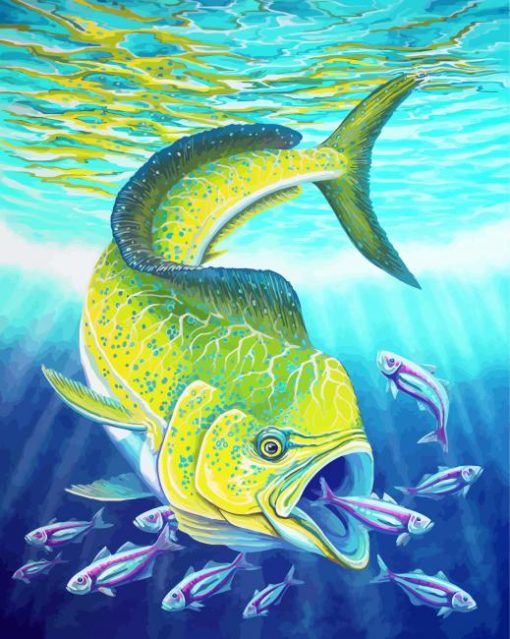 Mahi Mahi Eating Fish paint by number