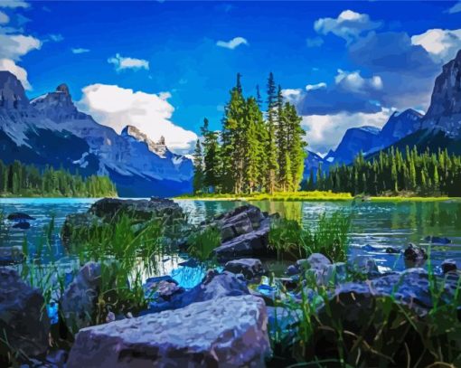 Maligne Canada Landscape paint by number