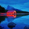 Maligne Lake Boat House paint by number