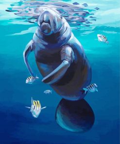 Manatee And Fish paint by number