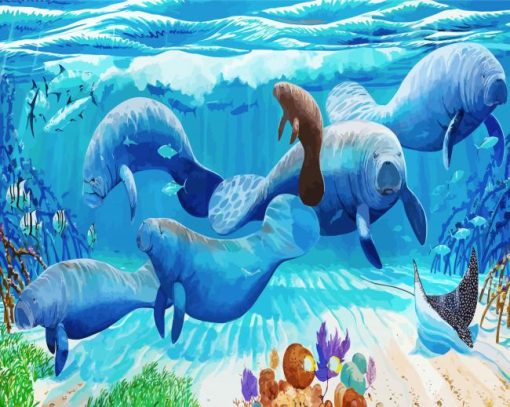 Manatees Undersea paint by number