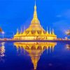 Myanmar Shwedagon Pagoda Water Reflection paint by numbers