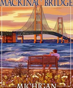 Michigan Mackinac Bridge Poster paint by number