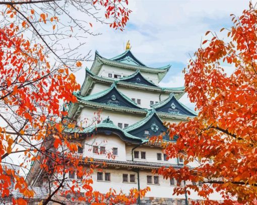 Nagoya Castle In Fall paint by number