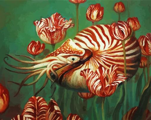 Nautilus And Flowers paint by number