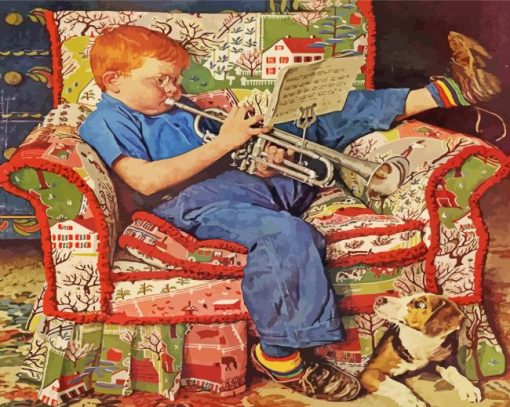 Norman Rockwell Trumpet Practice paint by number