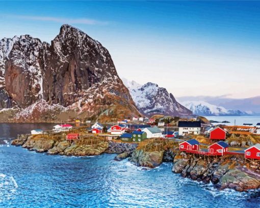 Norway Lofoten Landscape paint by number