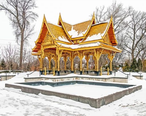 Olbrich Botanical Gardens In Snow paint by number