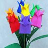 Origami Tulips Bouquet paint by number