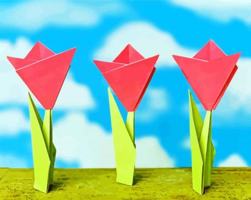 Origami Tulips paint by number