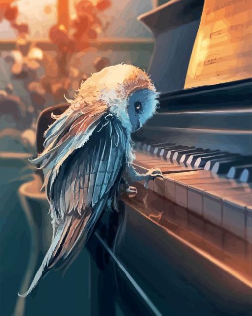 Owl Playing Piano Paint by number