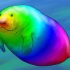 Rainbow Manatee paint by number