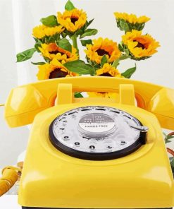 Retro Phone And Sunflowers paint by number