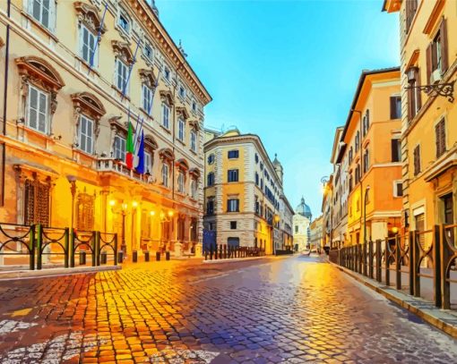 Rome Street And City Skyline paint by number