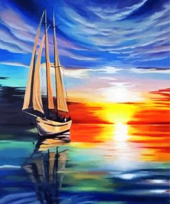 Sail Boat Sunset paint by number