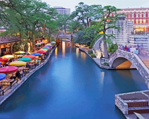 San Antonio River Walk paint by number